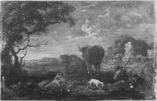 Jan de Momper, Landskap med herdar, hund och boskap