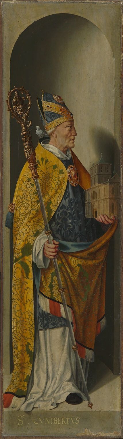 Bartholomaeus Bruyn the Elder, Beweinungsaltar, Flügelaußenseite: Hl. Kunibert