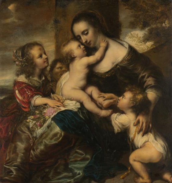 Jürgen Ovens, Portrait of a woman with four children, depicted as Caritas