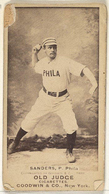 Goodwin & Company, Alexander Bennett "Ben" Sanders, Pitcher, Philadelphia, from the Old Judge series (N172) for Old Judge Cigarettes