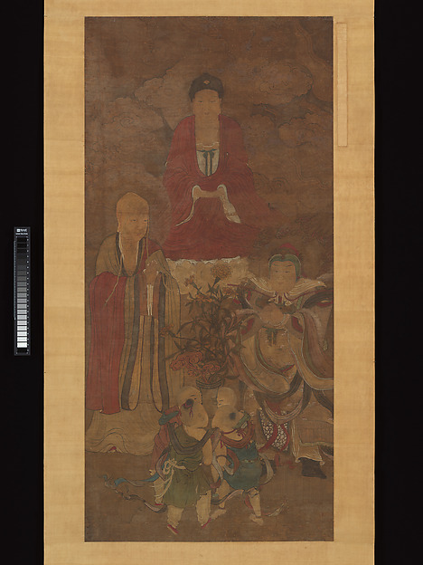 Unidentified artist, Shakyamuni with luohan, heavenly king, and boys