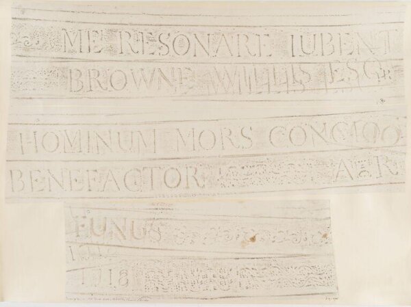 unknown, Rubbing of inscription and decoration of tenor bell of Bletchley Church