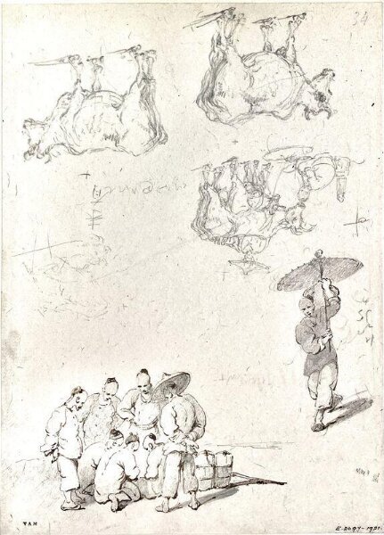 George Chinnery, Sketches of Chinese figures and cattle