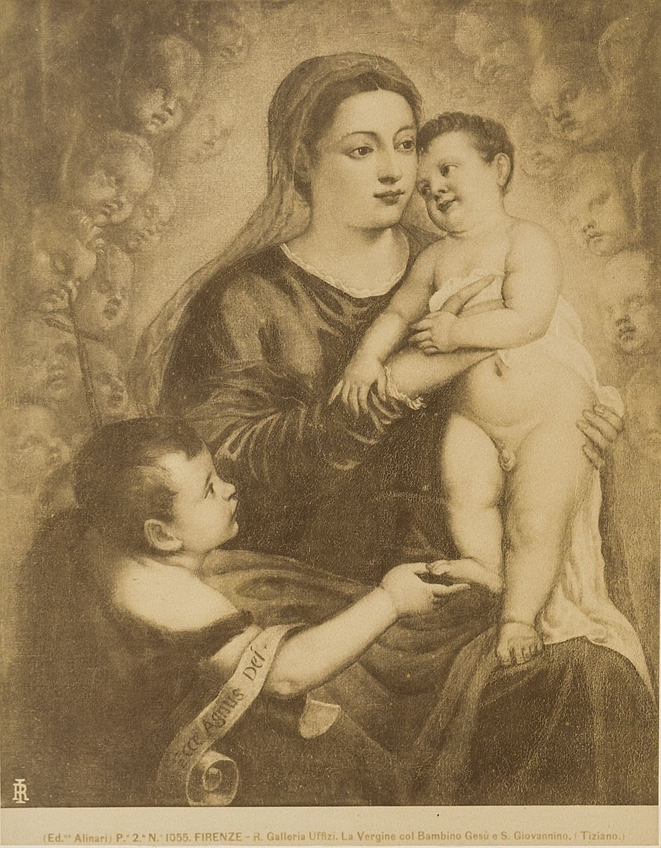 Fratelli Alinari, Tizian: Die Jungfrau mit dem Kind und Johannes dem Täufer, Galleria degli Uffizi, Florenz