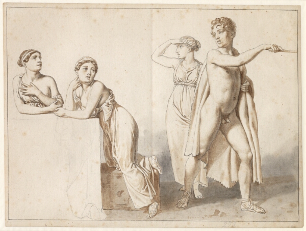 C.W. Eckersberg, Fire studiefigurer, tre kvindelige og en mandlig i antikke dragter.