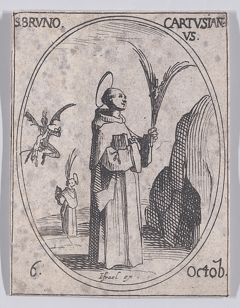 Jacques Callot, S. Bruno, chartreux (St. Bruno, Carthusian Monk), October 6th, from "Les Images De Tous Les Saincts et Saintes de L'Année" (Images of All of the Saints and Religious Events of the Year)