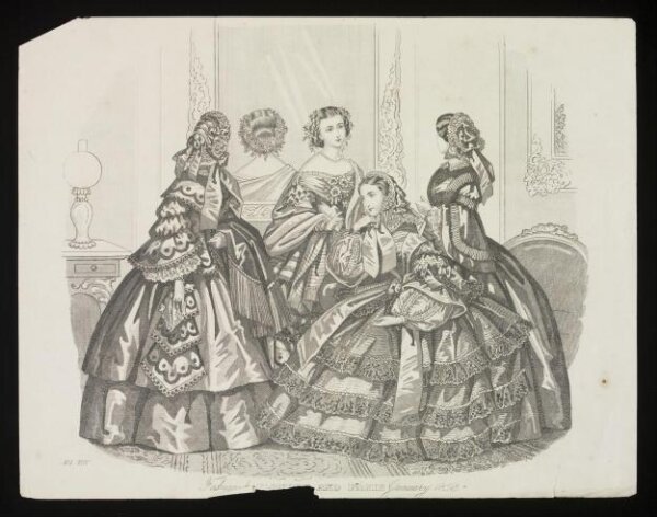Unknown, London and Paris Fashions for January 1858