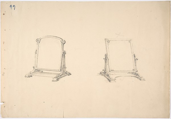 Anonymous, British, 19th century, Design for Two Ornamented Tabletop Mirrors