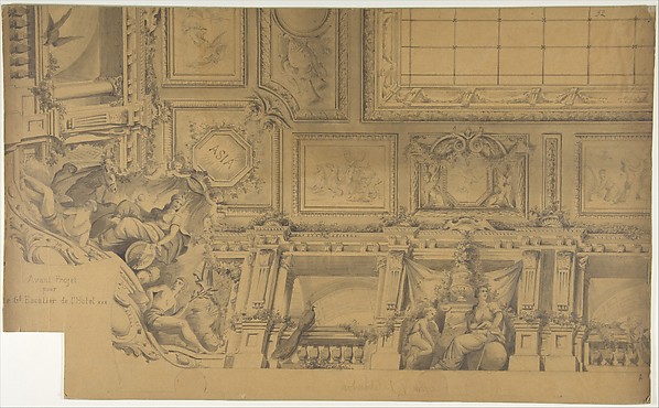 Jules-Edmond-Charles Lachaise, Ceiling and Cove Designs for Stairway, Hôtel Rothschild, Vienna