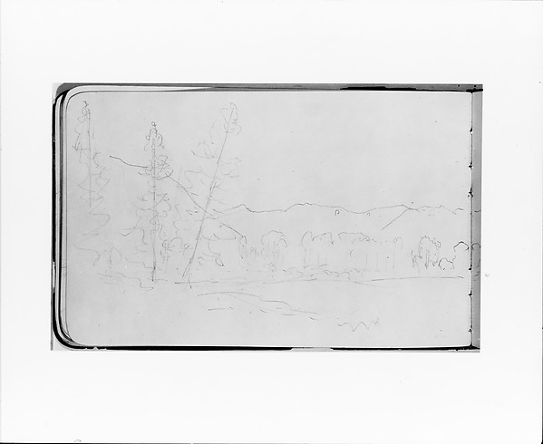 Albert Bierstadt, Mountain Landscape with Trees (from Sketchbook)