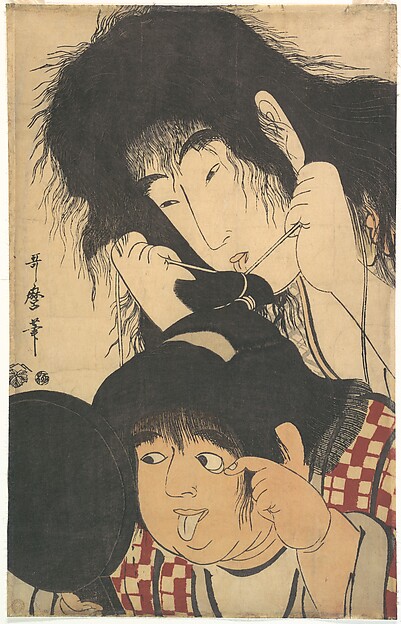 Kitagawa Utamaro, Yamauba Tying Kintarō’s Topknot