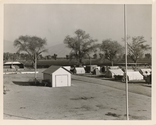 Dorothea Lange, View of Kern migrant camp, community center at left. California