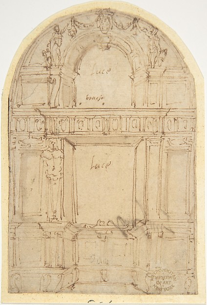 Anonymous, Italian, 16th century, Design for a Wall with Two Windows
