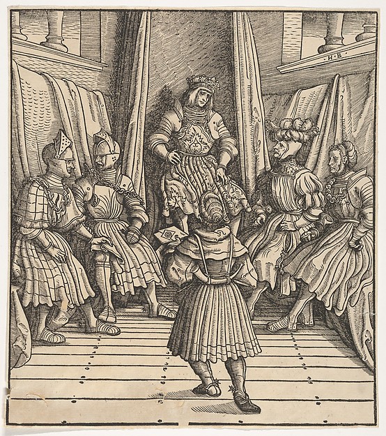 Hans Burgkmair, The White King in a Council with the Welsh Party, Receiving a Message, from "Der Weisskunig"
