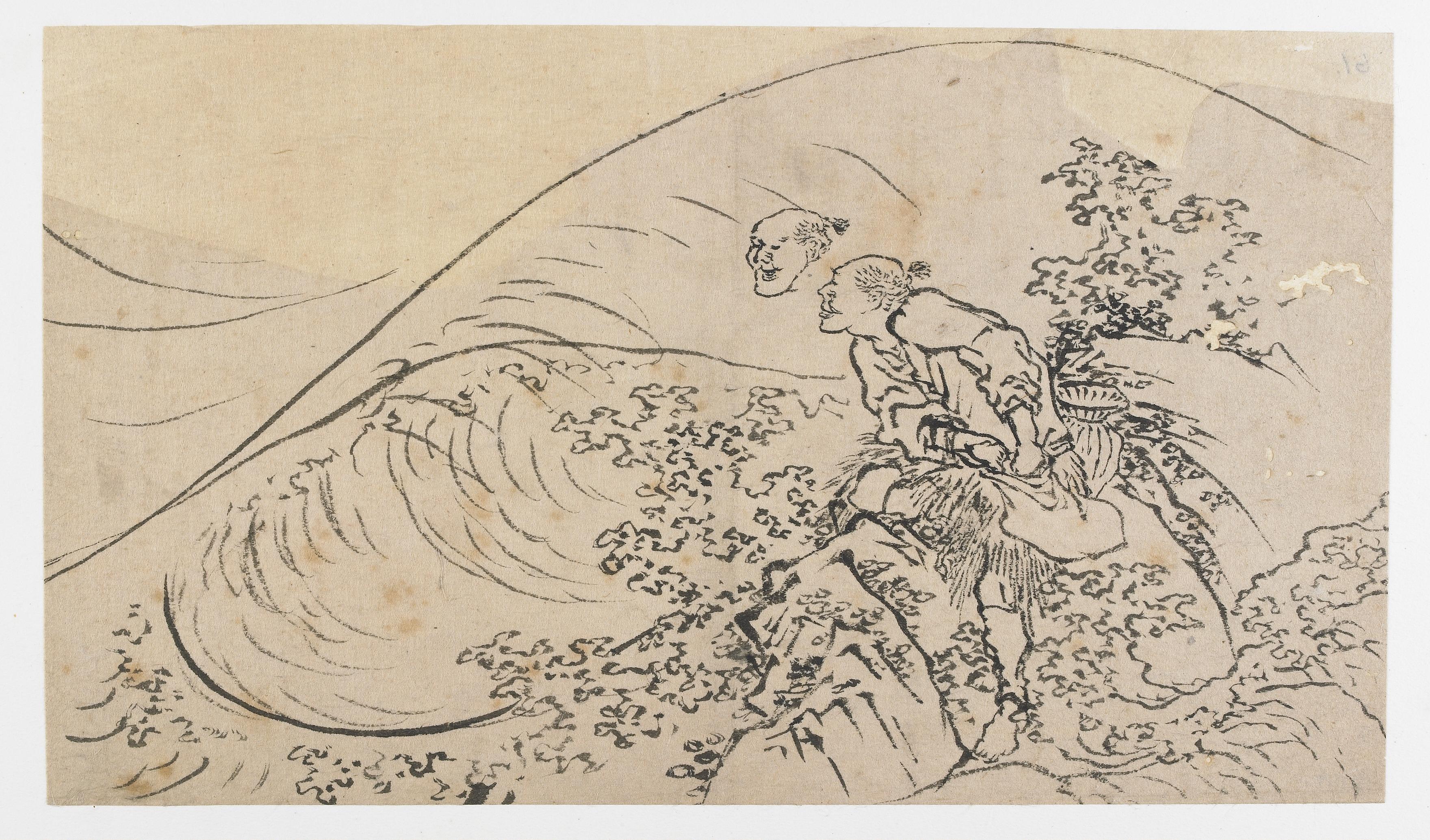 Katsushika Hokusai, Fisherman Tossing Bait