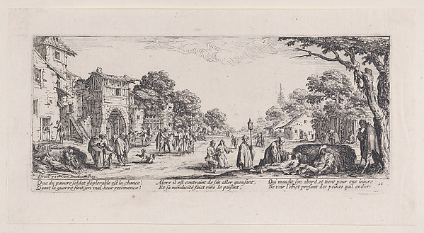 Jacques Callot, Les Mourants sur le Bord des Rouges (The Dying on the Edge of the Road), plate 16 from "Les Misères et les Mal-Heures de la Guerre" (The Miseries and Misfortunes of War)