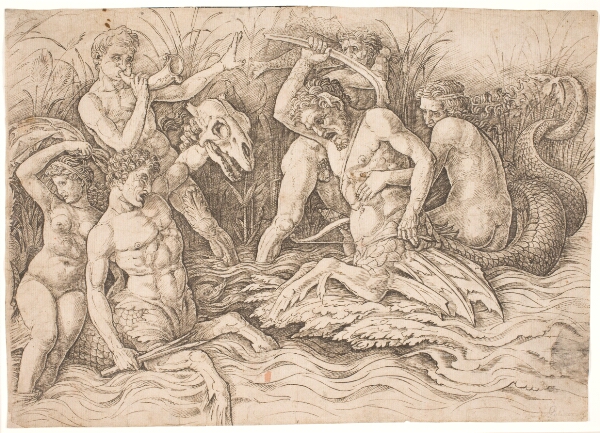 Andrea Mantegna, Havgudernes kamp, højre halvdel