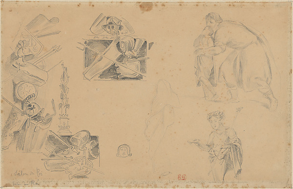 Eugène Delacroix, Studies of Weapons, Shields, and Helmets, for the Salon du Roi, Palais Bourbon