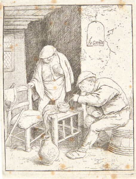 Adriaen van Ostade, Tre bønder, der ryger og drikker i en krostue