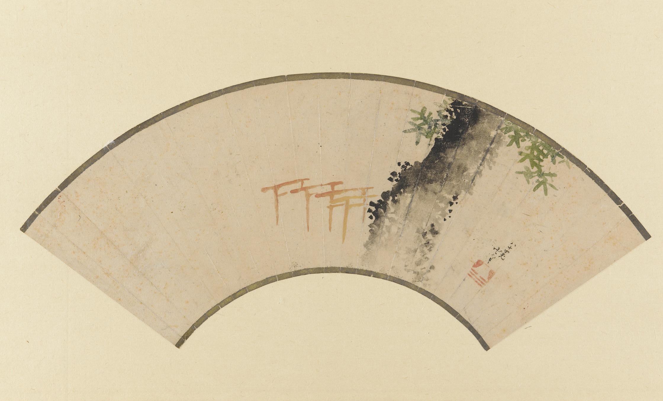 Katsushika Hokusai, A tree and four red torii