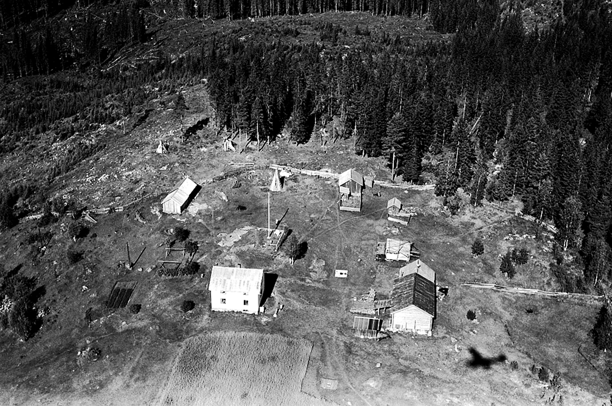 Widerøes Flyveselskap A/S, FLYFOTO GULLIEN 187-3, SPETALEN. Gården ligger ovafor Svesaga i Spitalen Søndre. Var tidligere et almenningsbruk.