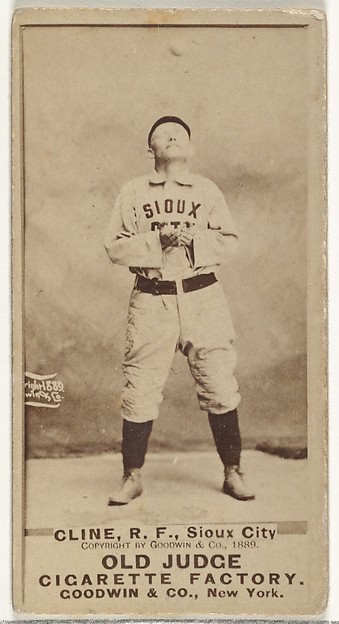 Goodwin & Company, John P. "Monk" Cline, Right Field, Sioux City Corn Huskers, from the Old Judge series (N172) for Old Judge Cigarettes