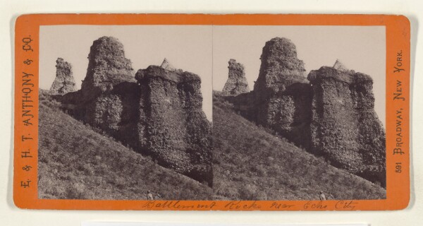 Edward and Henry T. Anthony & Co., Battlement Rocks near Echo City. Union Pacific Rail Road.