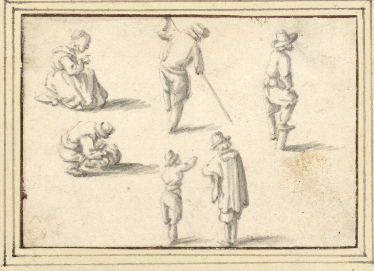 AlbertFlamen, Studienblatt mit sechs ländlichen Figuren (V-17)