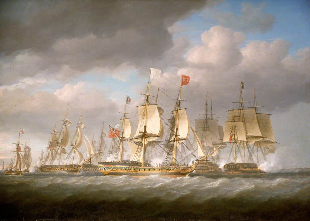 Nicholas Pocock, The 'Royal Sovereign' Conveying Louis XVIII to France, 24 April 1814
