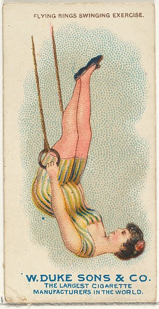 W. Duke, Sons & Co., Flying Rings Swinging Exercise, from the Gymnastic Exercises series (N77) for Duke brand cigarettes