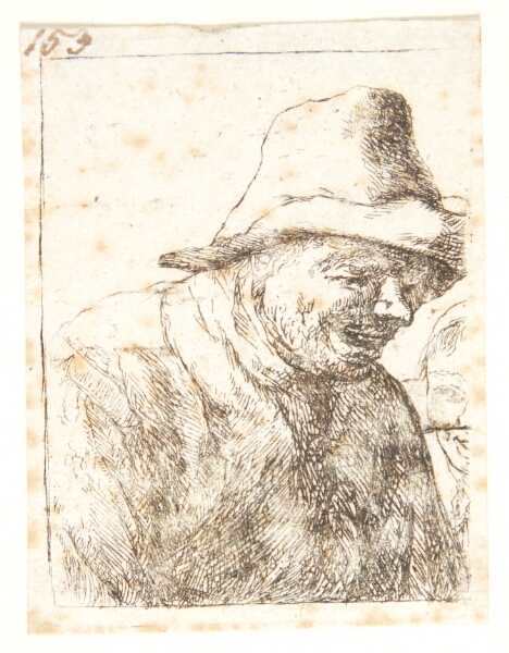 Cornelis Dusart, Mand med hat vendt mod højre