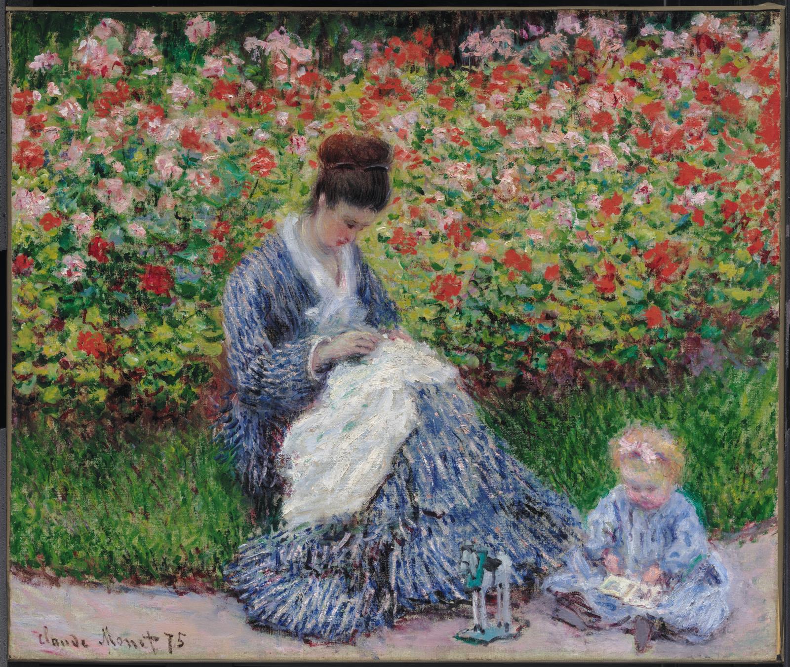 Claude Monet, Camille Monet and a Child in the Artist's Garden in Argenteuil