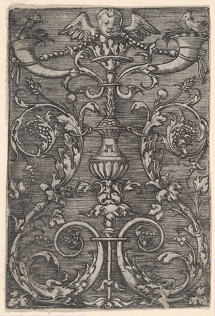 Albrecht Altdorfer, Ornamental Design with an Angels Head at Top