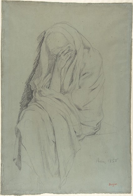 Edgar Degas, Study for Vieille Italienne (recto); Drapery Study (verso)