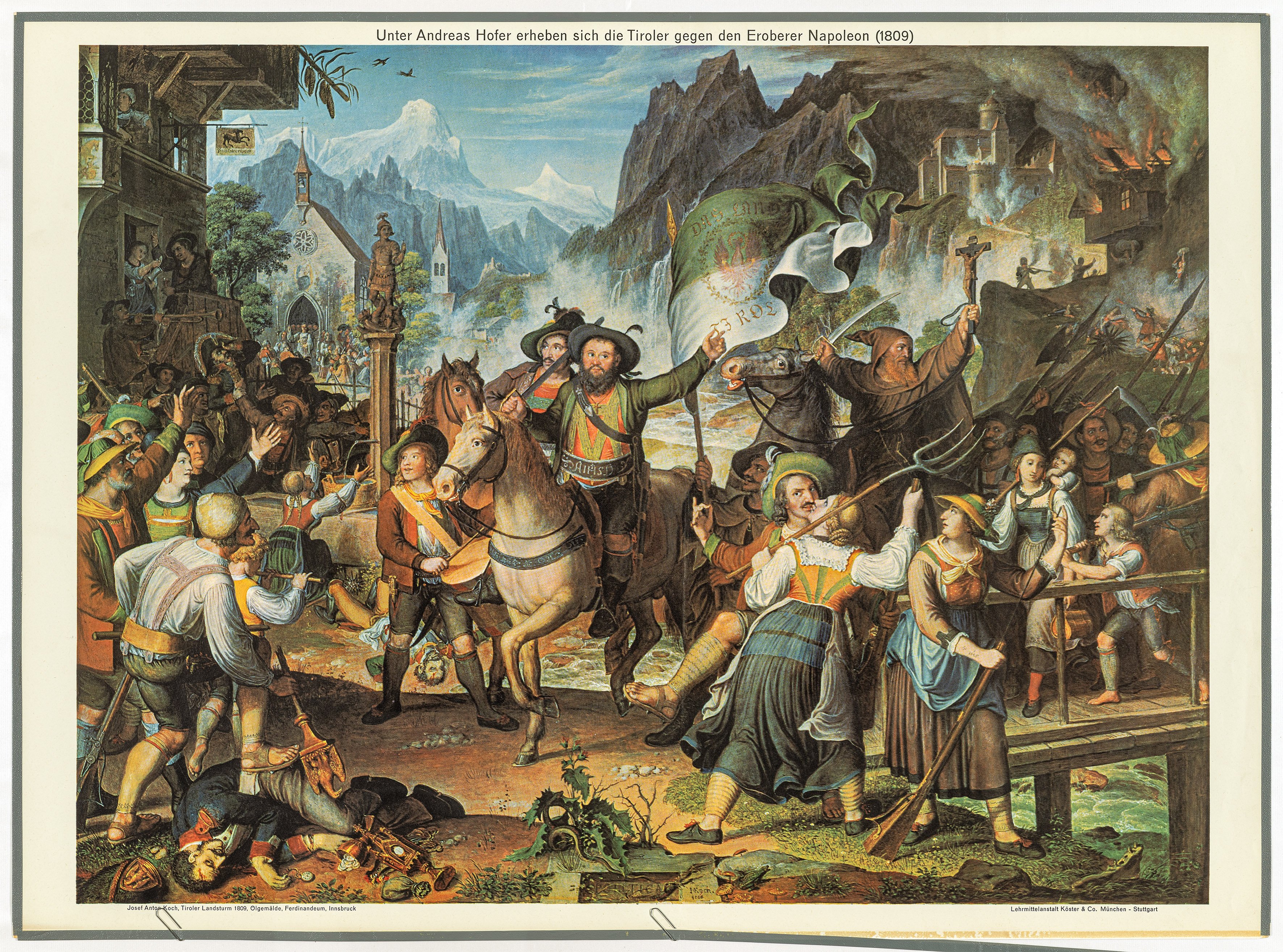 Joseph Anton Koch, Schulwandbild "Unter Andreas Hofer erheben sich die Tiroler gegen den Eroberer Napoleon (1809)"