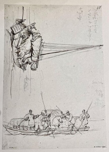 George Chinnery, Two boat studies, Macau