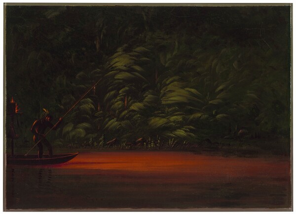 George Catlin, Spearing by Torchlight on the Amazon