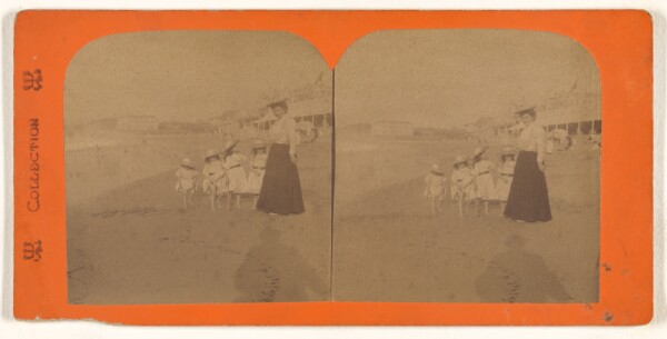 Unknown, [Woman with children on beach]