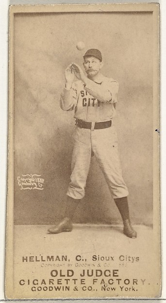 Goodwin & Company, Anthony Joseph "Tony" Hellman, Catcher, Sioux City Corn Huskers, from the Old Judge series (N172) for Old Judge Cigarettes