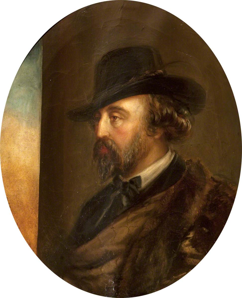 Rebecca Dulcibella Orpen, Marmion Edward Ferrers (1813-1884), in three quarters profile to the left, in a hat