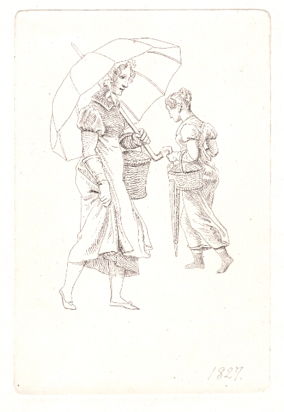 C.W. Eckersberg, To tjenestepiger i regnvejr