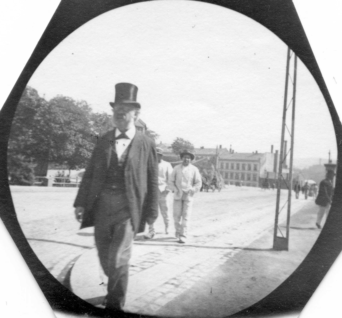 Fredrik Carl Mülertz Størmer, Professor Sophus Bugge spaserer langs bygate, ant. Oslo.