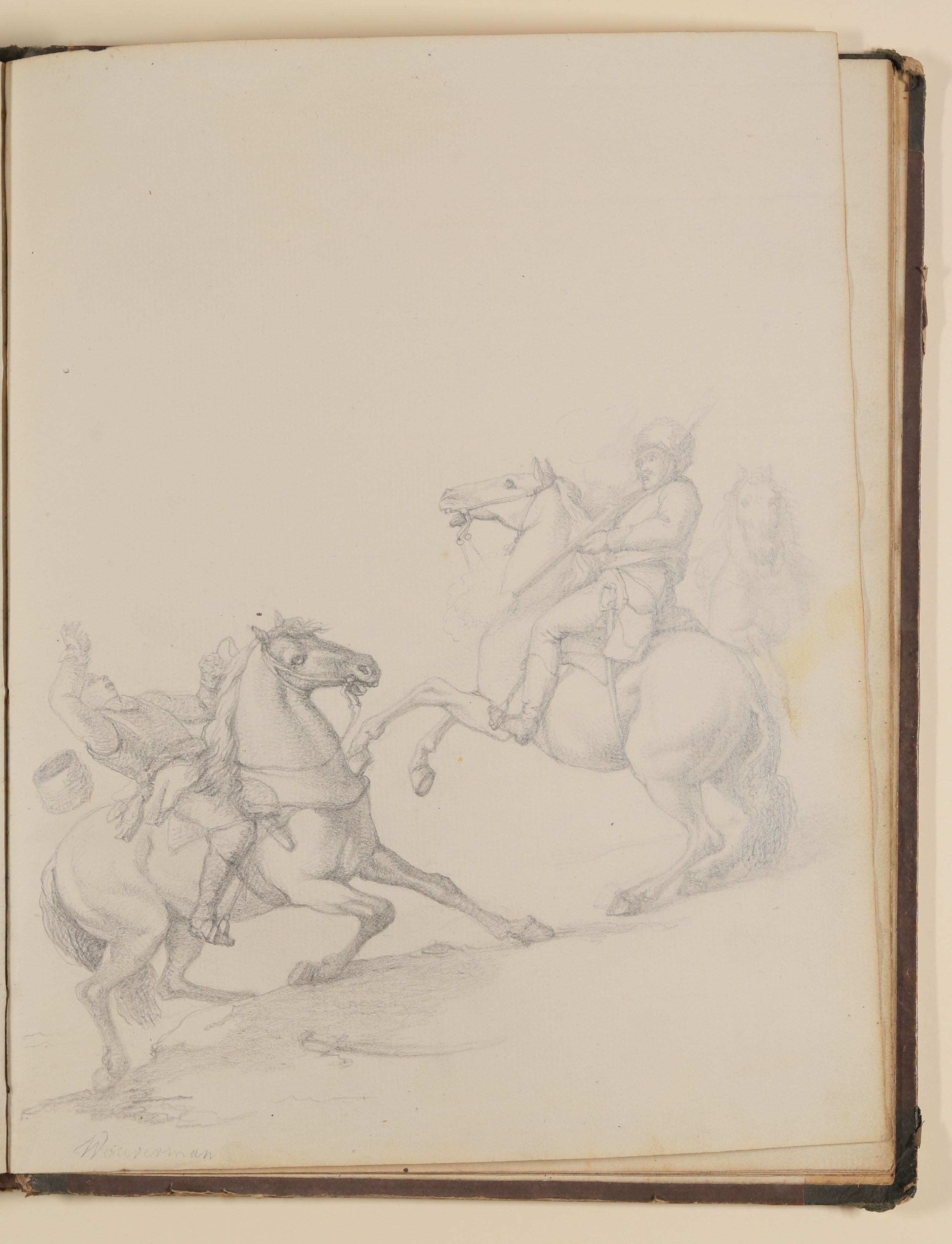 Louis Thomassin, Zwei Soldaten zu Pferde im Zweikampf, Kopie nach Philips Wouwerman [aus einem Skizzenbuch von unbekannter Hand, evtl. des Louis Thomassin]