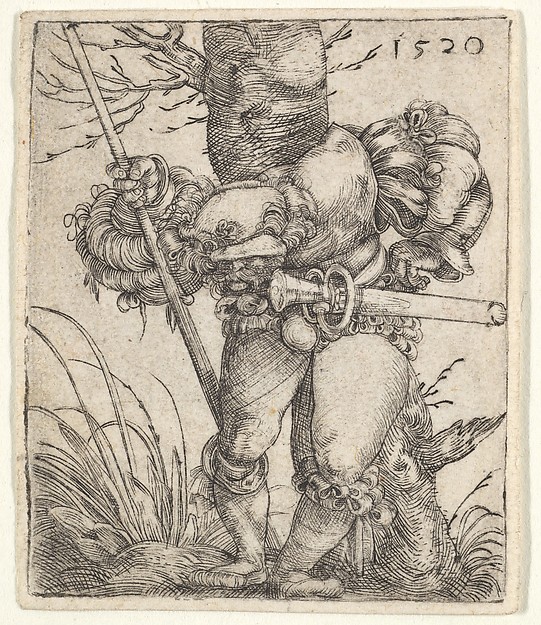 Barthel Beham, Bending Soldier Leaning against a Tree