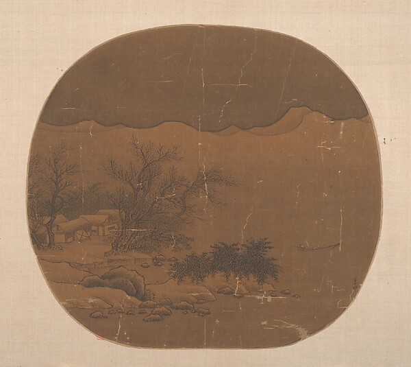Unidentified artist, Landscape with Fishing Village and Boat on Lake