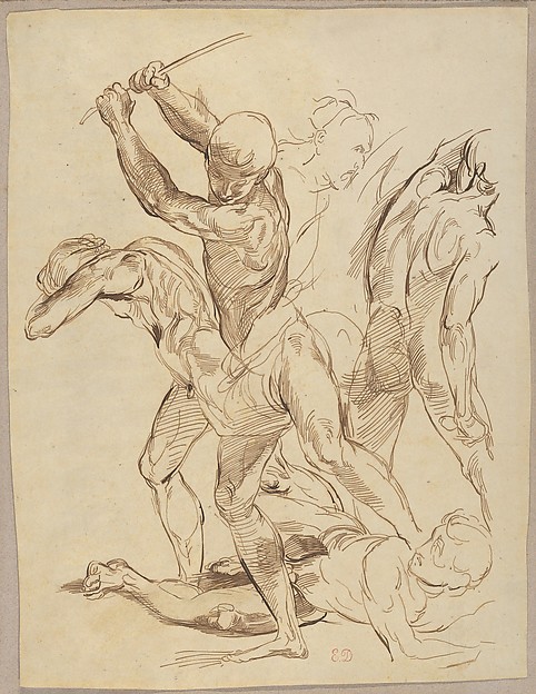 Eugène Delacroix, Combat of Nude Men, after Raphael