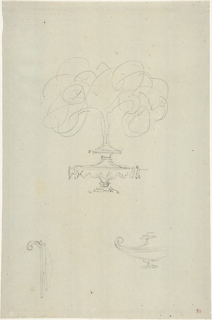 Anonymous, French, 18th century, Design for Plumed Oil Lamp