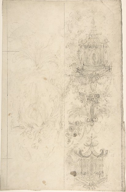 Anonymous, French, 18th century, Two Designs for Chinese Lanterns, possibly meant for the Decoration of a Wall Panel
