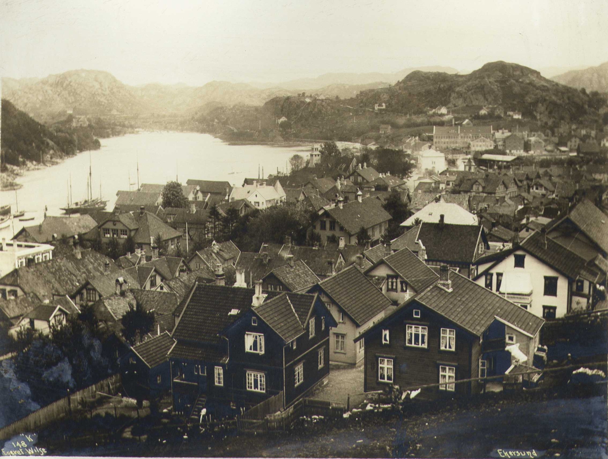 Anders Beer Wilse, Utsikt over Egersund, Eigersund, Rogaland. Fotografert 1912.