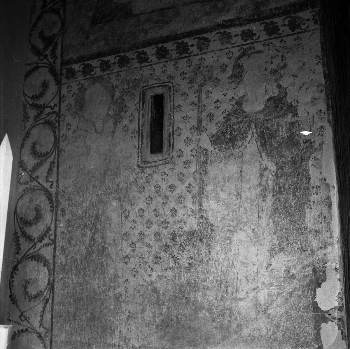 Uppsala-Bild, Kalkmålning i Börje kyrka, Börje socken, Uppland 1953